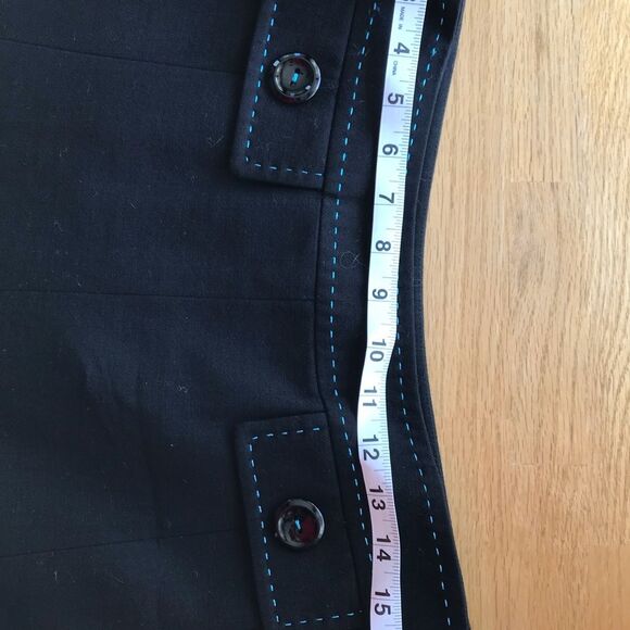 Per Se Unique Black wool lined skirt with turquoise stitching box pleats Size 8 - Picture 10 of 10